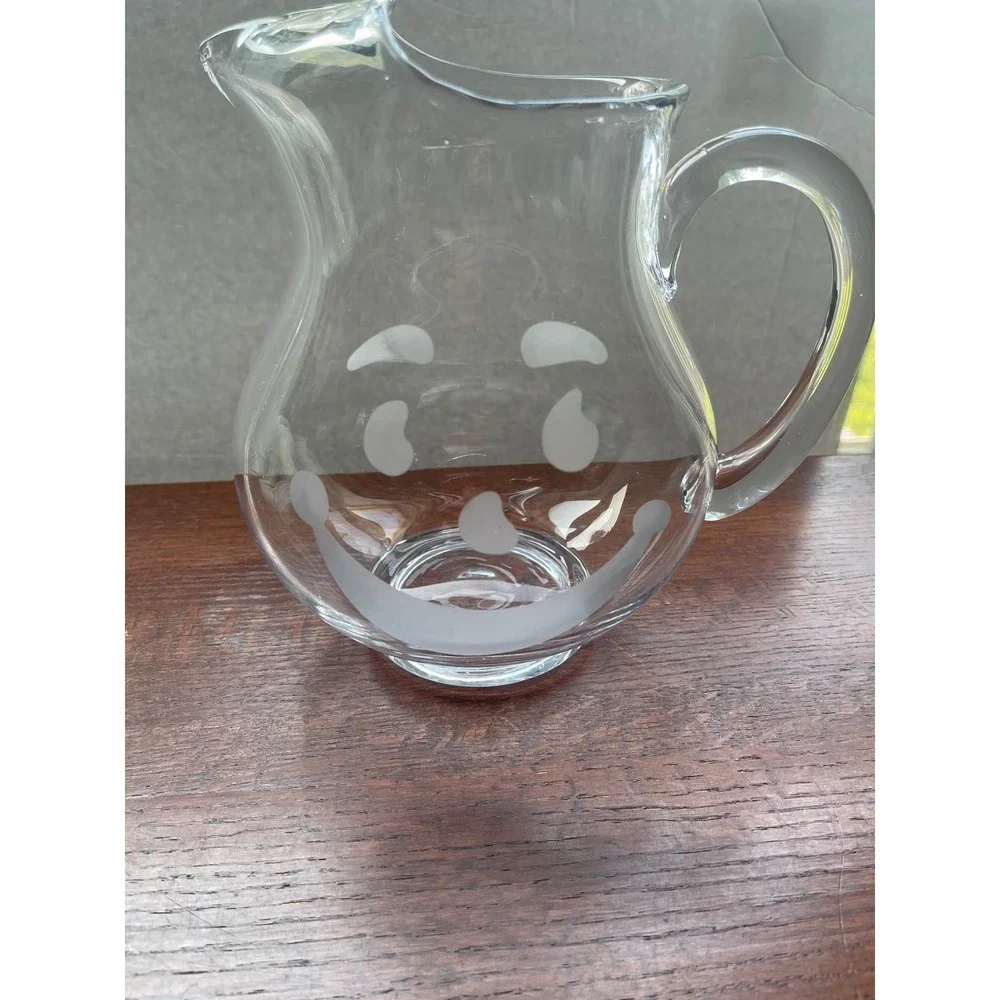 Kool-Aid Glass Pitcher OS Clear Excellent Etched Smiley Face Retro Advertising